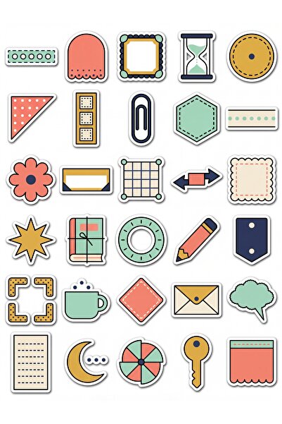 Store 30 Pieces Pastel Aesthetic Agenda Sticker Set - for Planner Notebook La...