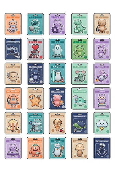 Store 30 Pieces Nostalgic Retro Toy Sticker Set - for Laptop, Phone, Notebook