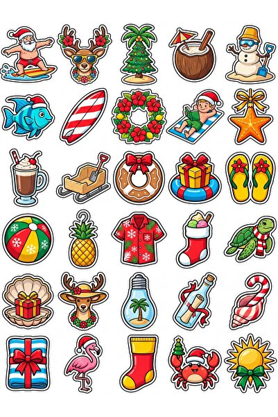 Store 30 Pieces Tropical Summer New Year Sticker Set - for Laptop, Suitcase, ...