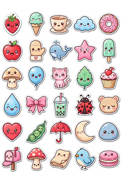 Store 30 Pieces Sweet Figures Sticker Set - for Laptop, Notebook and Agenda