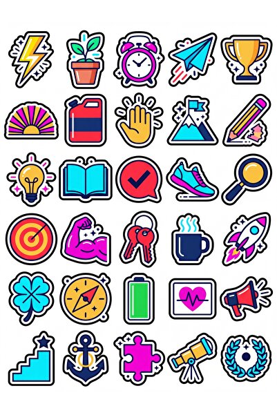 Store 30 Pieces of Energetic Motivational Stickers Set - Colorful Pack for La...