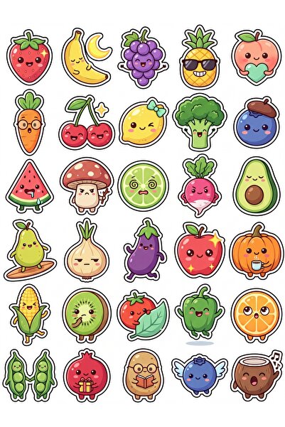 Store 30 Pieces Fruit and Vegetable Sticker Set - for Laptop, Notebook, Phone...