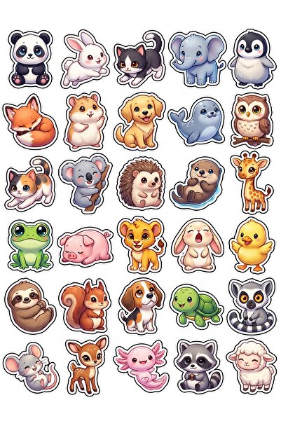 Store 30 Pieces Chibi Baby Animal Sticker Set - Laptop Phone Notebook