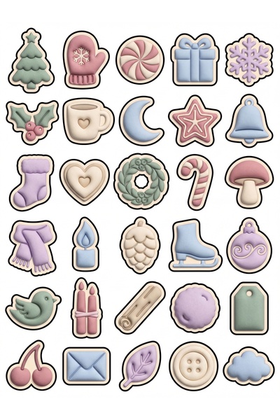 Store 30 Pieces Felt-Look Winter Holiday Sticker Set - for Laptop, Notebook, ...