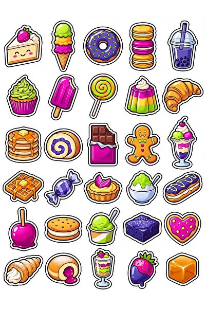 Store 30 Pieces Cute Sweets Sticker Set - for Laptop, Notebook, Agenda