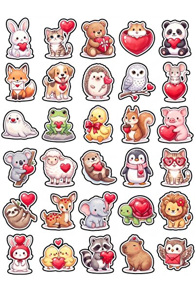Store 30 Pieces Cute Chibi Animal Sticker Set - Watercolor Design for Laptop ...