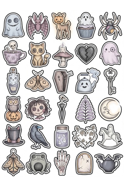 Store 30 Pieces Cute Gothic Vintage Sticker Set - Design for Laptop Notebook ...
