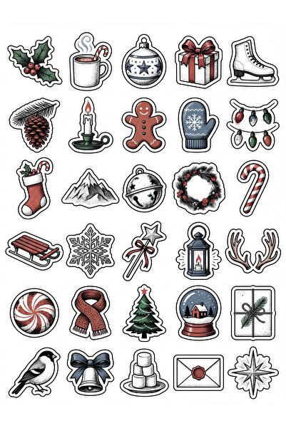Store 30 Pieces Vintage Nostalgic New Year Sticker Set - Notebook Laptop Agen...
