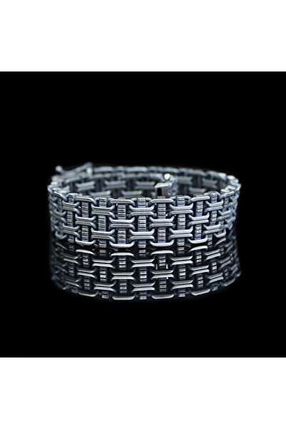 Mercan Silver 925 Ayar Gümüş Kalın Erkek Bileklik