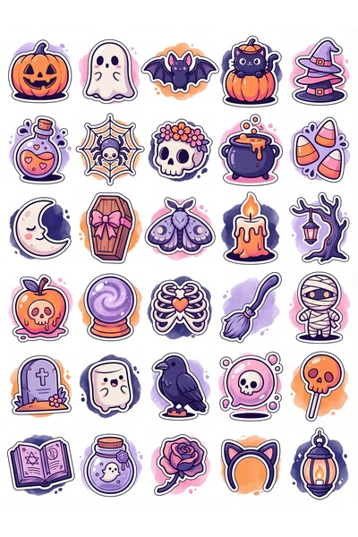 Store 30 Pieces Pastel Gothic Halloween Sticker Set - Laptop Notebook Phone