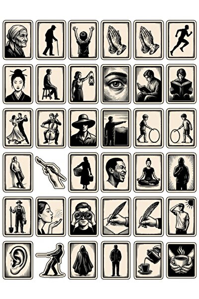 Store 30 Pieces Minimalist Black and White Silhouette Sticker Set - for Lapto...