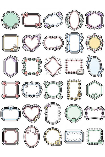 Store 30 Pieces Pastel Frame Sticker Set - Agenda Notebook Scrapbook