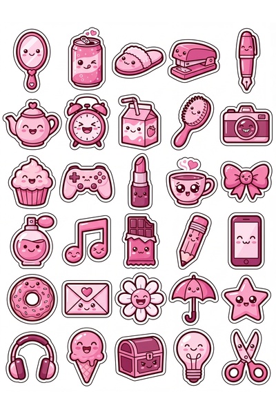 Store 30 Adet Sevimli Eşyalar Sticker Seti - Laptop Defter Telefon İçin
