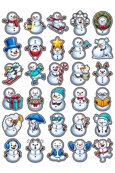 Store 30 Pieces Cute Snowman Sticker Set - Winter Pack for Laptop, Notebook, ...