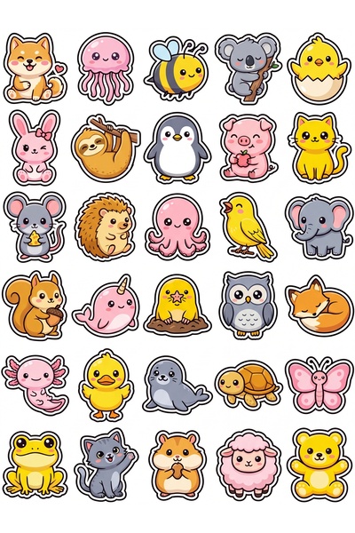 Store 30 Pieces Cute Animal Sticker Set - for Laptop, Agenda, Water Bottle