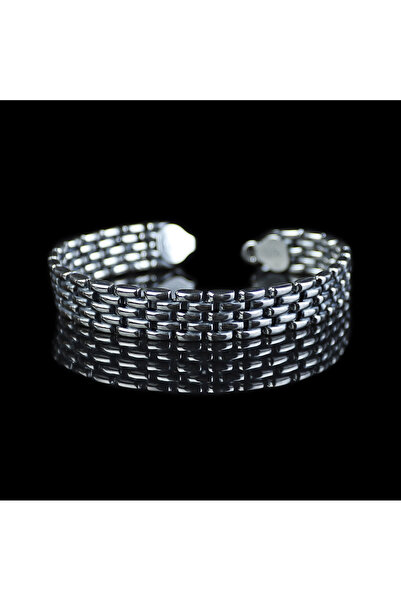 Mercan Silver 925 Ayar Gümüş İşlemeli El Yapımı Erkek Bileklik
