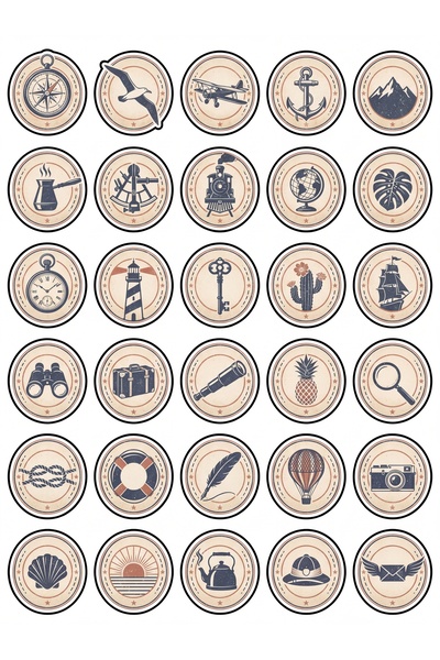 Store 30 Pieces Vintage Travel and Stamp Sticker Set - for Laptop, Suitcase, ...