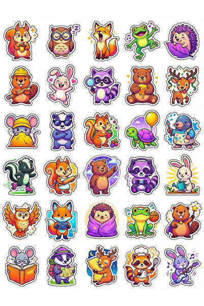 Store 30 Pieces Fun Forest Animals Sticker Set - for Laptop, Agenda, and Phone