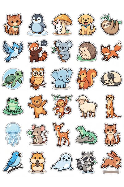 Store 30 Pieces Cute Animal Sticker Set - for Laptop, Agenda, Phone