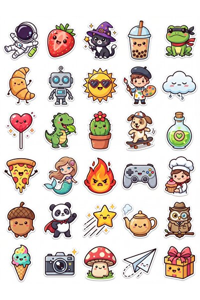 Store 30 Pieces Cute Character Sticker Set - for Laptop, Notebook, Phone