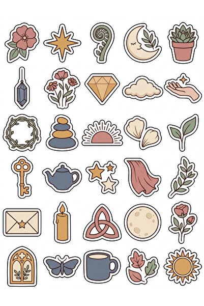Store 30 Pieces Aesthetic Boho Botanical Sticker Set - for Laptop, Agenda, No...