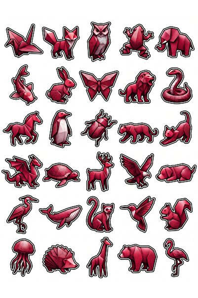Store 30 Pieces 3D Geometric Origami Animal Sticker Set - for Laptop, Agenda,...
