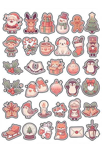 Store 30 Pieces Pastel Christmas Sticker Set - for Laptop, Notebook, Agenda