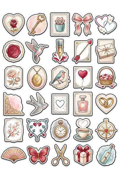 Store 30 Pieces Aesthetic Vintage Sticker Set - for Agenda, Scrapbook, Phone