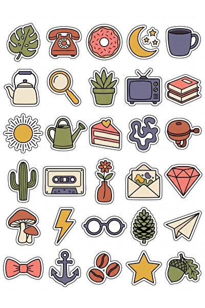 Store 30 Pieces Retro Aesthetic Botanical and Object Sticker Set - Laptop Not...