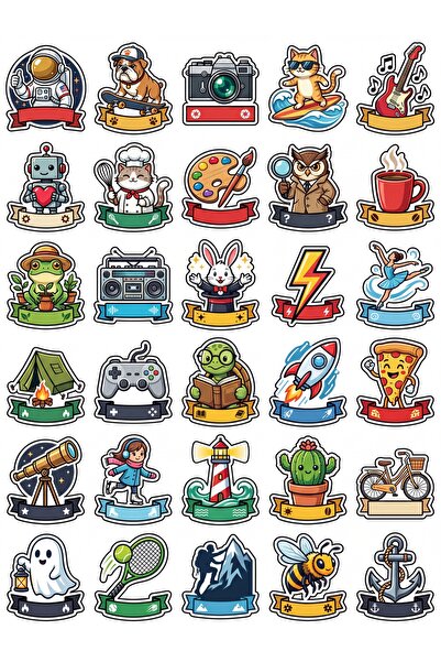 Store 30 Pieces Fun Character Mascot Sticker Set - Laptop Phone Agenda