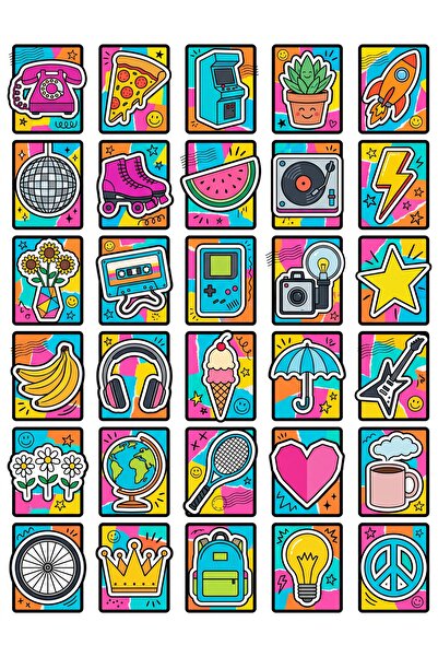 Store 30 Pieces Retro Pop Art Iconic Sticker Set - Colorful Design for Laptop...