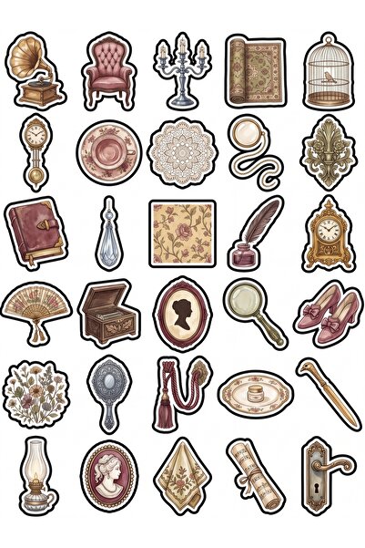 Store 30 Pieces Vintage Antique Items Sticker Set - for Laptop, Agenda and Sc...