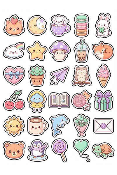 Store 30 Pieces Pastel Cute Figures Sticker Set - for Laptop, Phone and Notebook