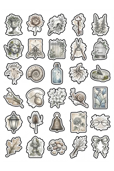 Store 30 Pieces Vintage Botanical Garden Sticker Set - for Agenda Scrapbook N...
