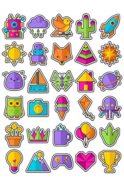 Store 30 Pieces 3D Geometric Paper Art Sticker Set - for Notebook Laptop Agenda