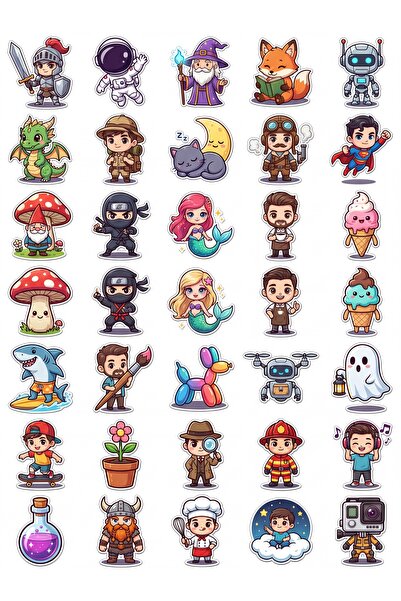 Store 30 Pieces Cute Chibi Character Sticker Set - for Laptop, Notebook, Phone