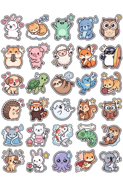 Store 30 Pieces Cute Animals Sticker Set - Laptop Notebook Phone Agenda