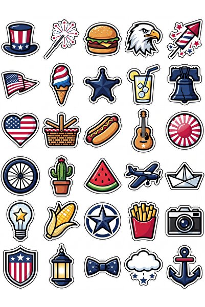 Store 30 Pieces Retro Pop Art American Sticker Set - for Laptop, Notebook, Phone