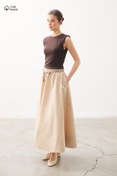 Hooopstore Modest Skirts - Beige - Long