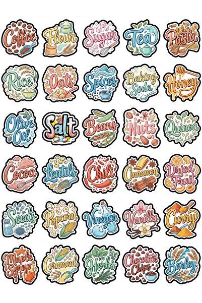 Store 30 Pieces Aesthetic Typography Kitchen Sticker Set - for Jars, Laptops,...