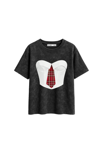 CİNEMA MODA Γυναικείο μπλουζάκι με καρό σχέδιο, χαλαρή εφαρμογή, πλενόμενο, μ...