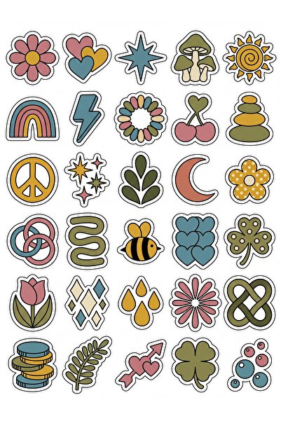 Store 30 Pieces Retro Nostalgic 70S Sticker Set - for Laptop, Agenda, Phone