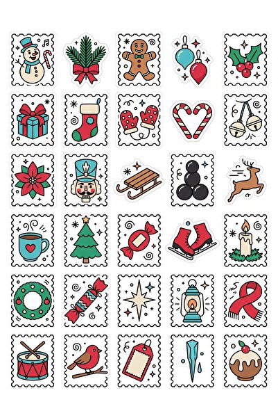 Store 30 Pieces Nostalgic New Year Stamp Sticker Set - for Laptop, Notebook a...