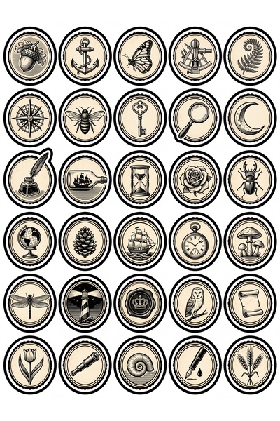 Store 30 Pieces Vintage Botanical and Nautical Sticker Set - Special Design f...