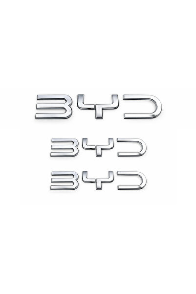 EDEXPORT مجموعة من 3 حروف لشعار سيارة BYD، مقاس 3.4×18 سم، كروم أسود أحمر