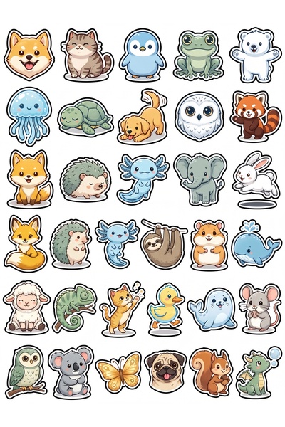 Store 30 Pieces Cute Animal Sticker Set - for Laptop, Notebook, Phone