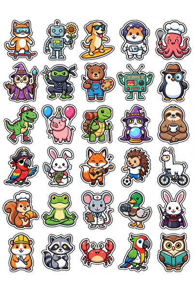 Store 30 Pieces of Vibrant Pop Art Character Sticker Set - Laptop, Notebook, ...