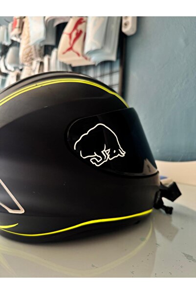 Mavera Stickers Kask Vizörü İçin Boğa Sponsor Beyaz Renk (2 Adet Sağ ve Sol) ...