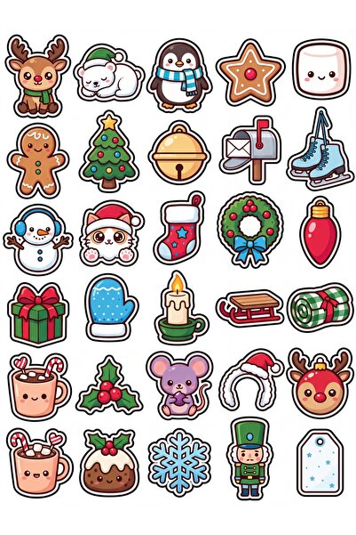 Store 30 Pieces Cute Winter Themed Sticker Set - for Laptop, Notebook, Agenda...