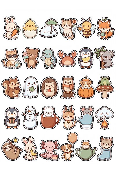 Store 30 Pieces Seasonal Animal Sticker Set - for Laptop, Phone, Agenda
